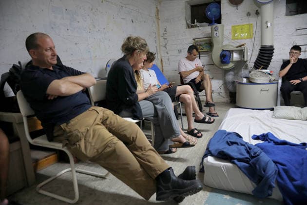 War in the Middle East, Israel, People in Tel Aviv seek shelter from rockets