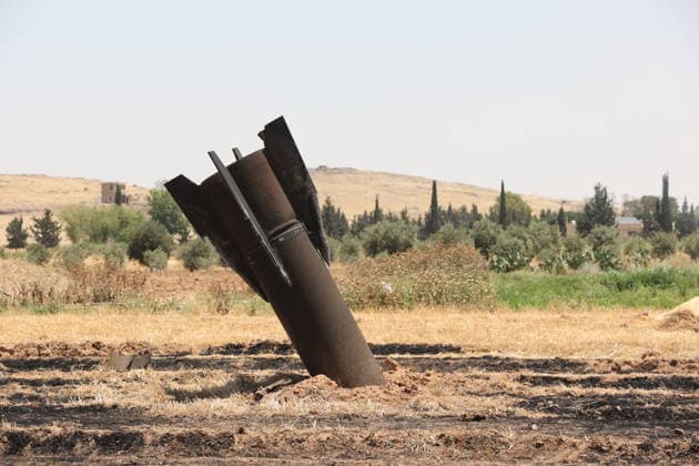 War in the Middle East, Syria, remains of an alleged Iranian missile near Damascus
