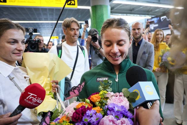 Poland, tennis player Maja Chwaliska received in Warsaw after French Open