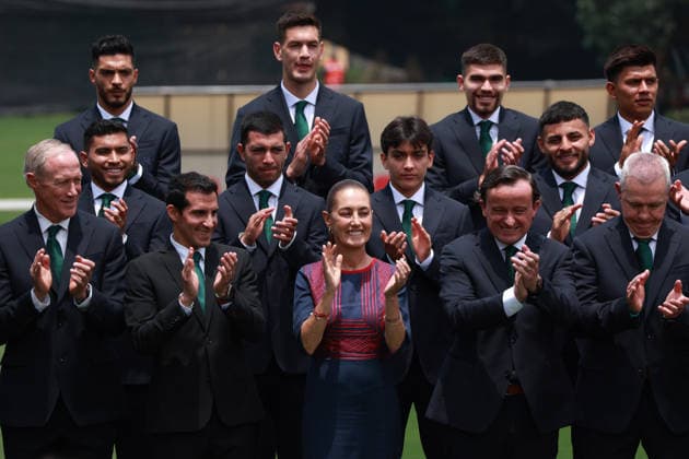 Mexico, Claudia Sheinbaum receives the men's national football team before the start of the World Cup in Mexico City