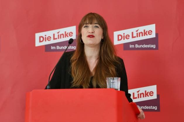 Berlin, Die Linke press conference with Heidi Reichinnek