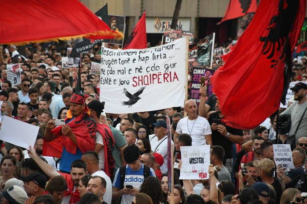 Albania, protests against Trump's son-in-law Jared Kushner's construction project in Tirana
