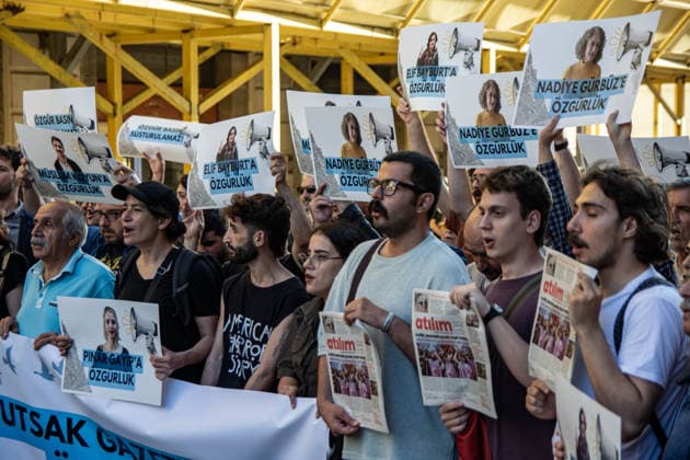 Turkey, protest for the release of the imprisoned editors and reporters of the Etkin News Agency ETHA in Istanbul