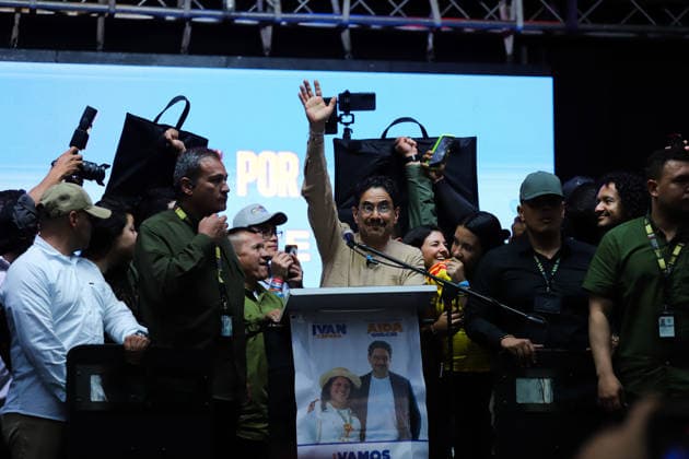 Colombia, Ivan Cepeda Castro at election campaign rally in Medellin