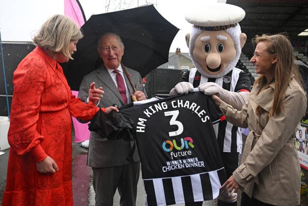 Royals, King Charles III on a visit to Grimsby Town Football Club
