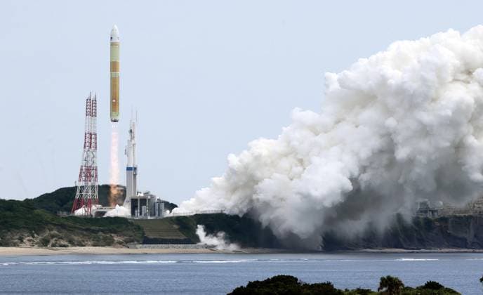 Japan, rocket launch at the Tanegashima space centre