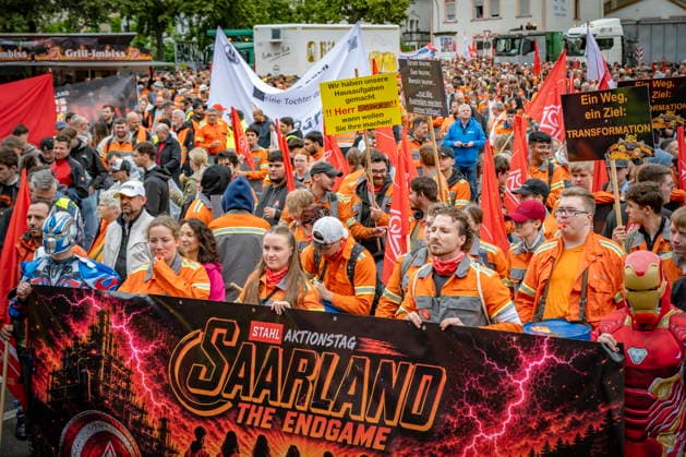 Saarland, protest by steelworkers in Völklingen