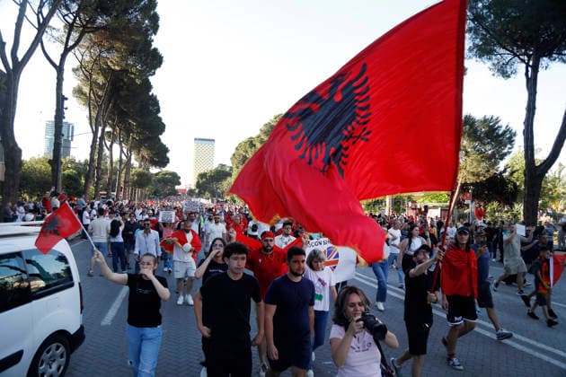 Albania, protests against Trump's son-in-law Jared Kushner's construction project in Tirana
