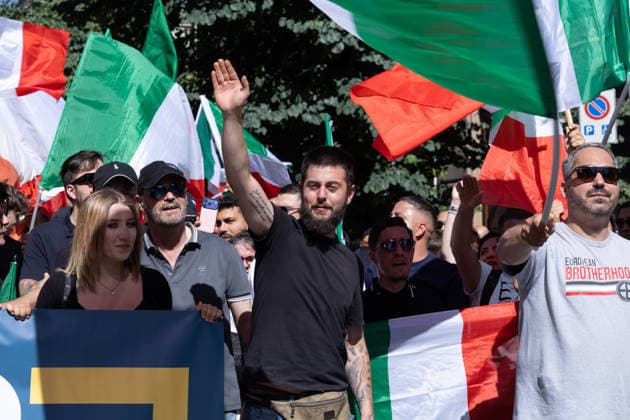 Italy, right-wing extremist demonstration on remigration in Rome