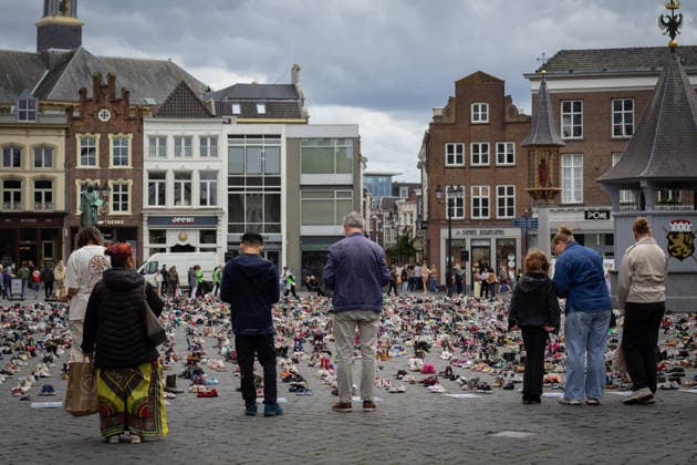 Netherlands, memorial action for Palestinian children and journalists killed in Den Bosch