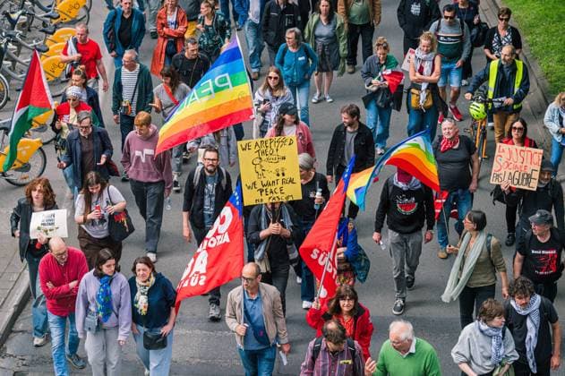 Belgium, protest against militarisation and war in Brussels