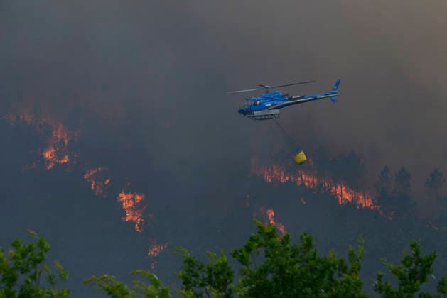 Spain, forest fire in the province of Ourense, Galicia