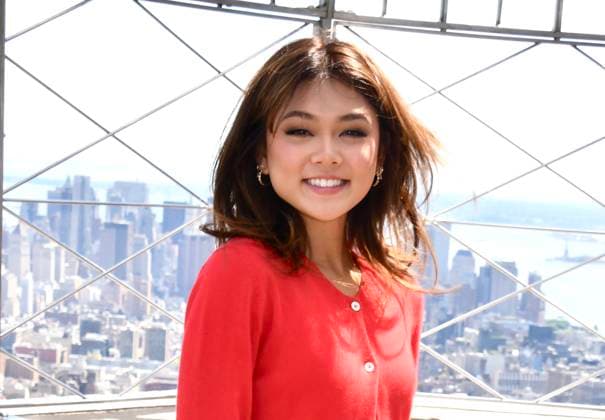 Celebrity Momona Tamda visits the Empire State Building in New York