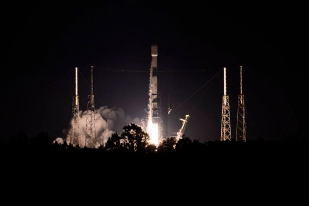 USA: Launch of a SpaceX Falcon 9 rocket from Cape Canaveral in Florida