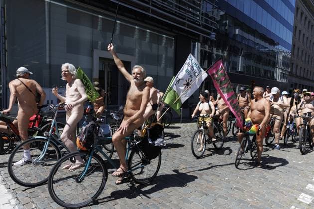 Belgium, Naked Bike Ride in Brussels