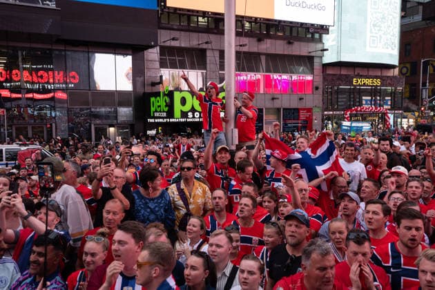 USA, Football, 2026 FIFA World Cup, Norwegian fans in Times Square, New York
