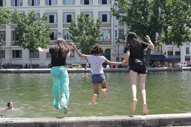 France: People are swimming in the Canal Saint-Martin following the opening of the swimming area in Paris