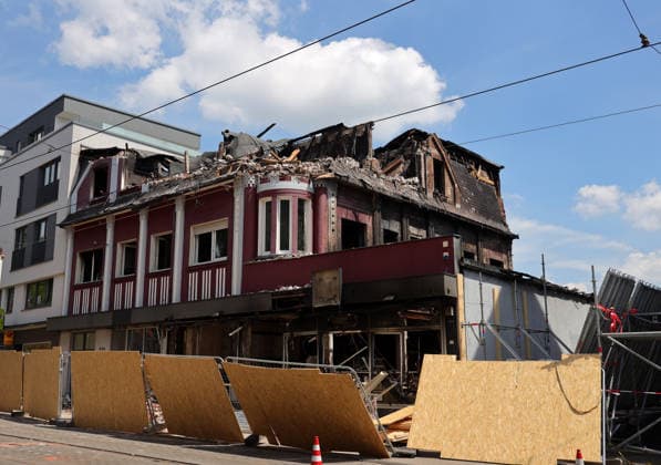 North Rhine-Westphalia, burnt-out TEDI branch in Bochum