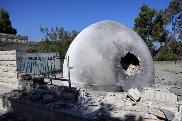 War in the Middle East, Lebanon: Destruction following an Israeli air strike in Marjayoun