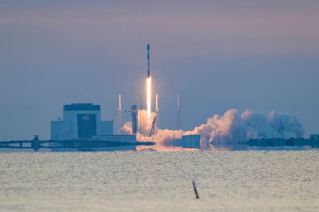 USA: Launch of a SpaceX Falcon 9 rocket from Cape Canaveral in Florida
