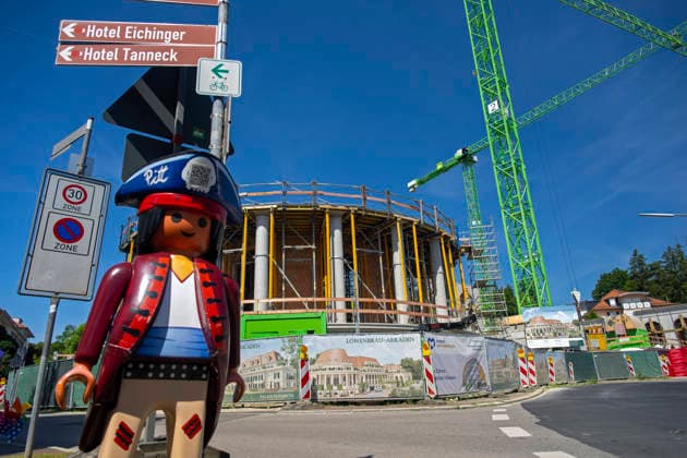 Bavaria, Löwenbräu-Arkaden construction site in Bad Wörishofen