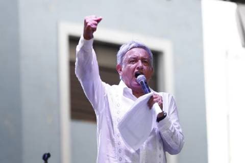 Mexico, President-elect Obrador speaks to supporters in Merida