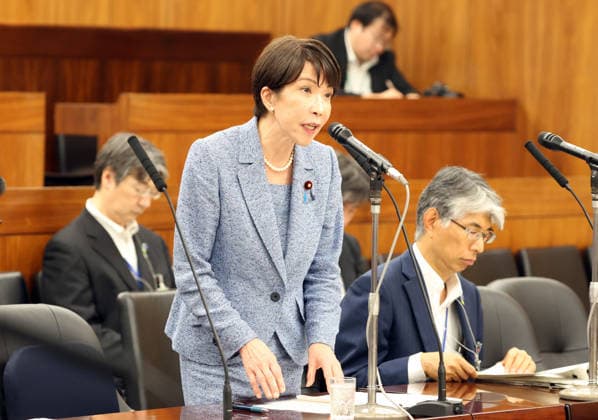 Japan: Sanae Takaichi answers a question at a House of Councillors committee meeting on disaster management at the National Parliament in Tokyo