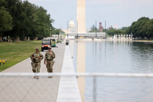 USA, Work on the Lincoln Memorial Reflecting Pool in Washington