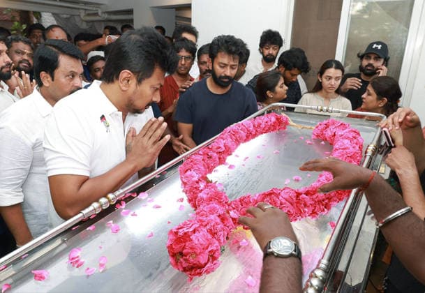 Funeral service for director Krishnaswamy Bhagyara in Chennai, India
