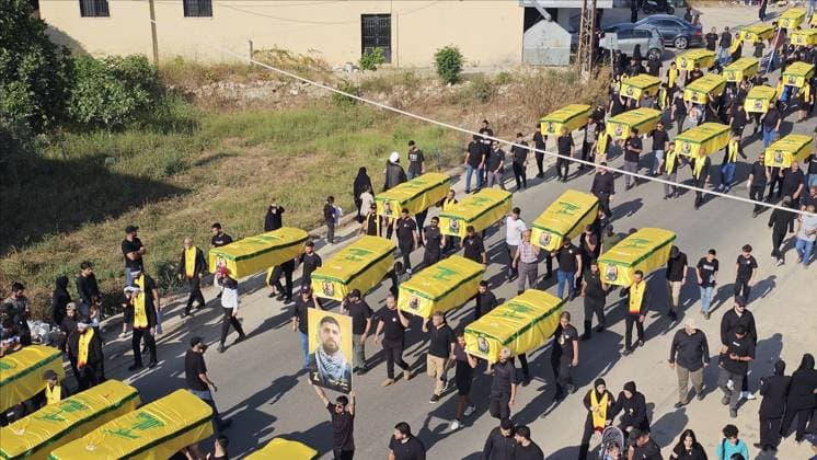 Middle East conflict, Lebanon, funeral of Hezbollah members in Nabatäa