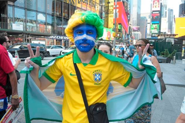 USA, 2026 FIFA World Cup, Brazilian fans in Times Square, New York