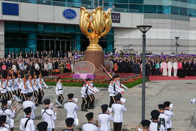 Hong Kong: Honour guard and guard of honour at the flag-raising ceremony to mark the 29th anniversary of the HKSAR