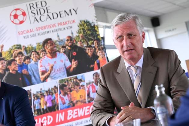 Royalty: King Philippe of Belgium visits the Red Side Academy in Kortrijk