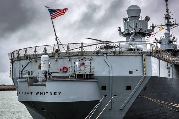Belgium: the US command ship USS Mount Whitney is moored in the port of Zeebrugge