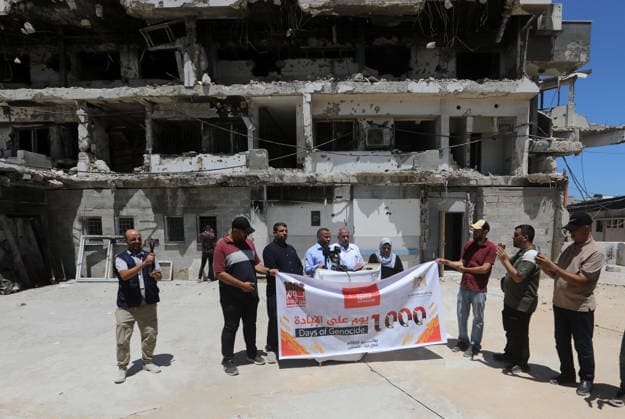 Middle East conflict, Gaza, press conference on the humanitarian situation following 1,000 days of war in Gaza City