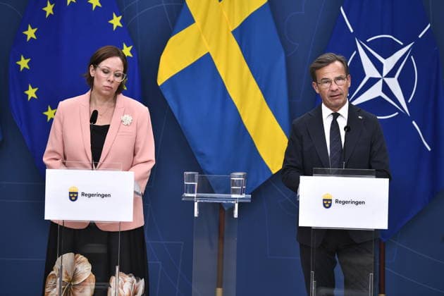Sweden: Ulf Kristersson and Maria Malmer Stenergard hold a press conference in Stockholm