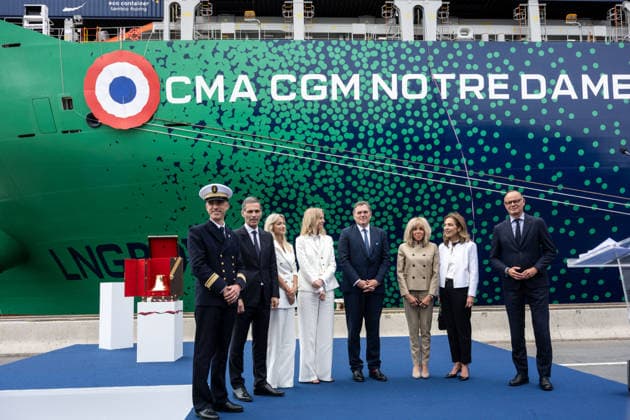 France, christening of the CMA CGM Notre Dame in Le Havre