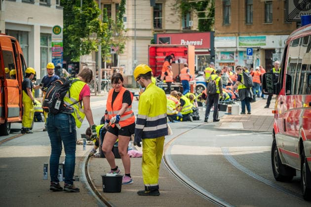 Saxony: Work on the tram tracks in Leipzig