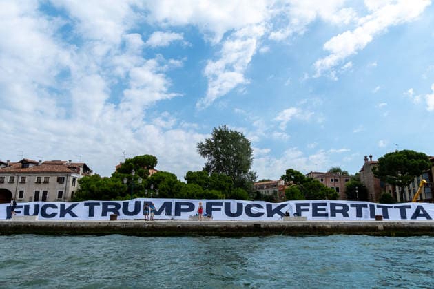 Italy: Protest against the planned visit by Donald Trump and Tilman Fertitta to Venice