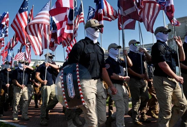250th US Independence Day: the far-right group Patriot Front marches in Washington DC