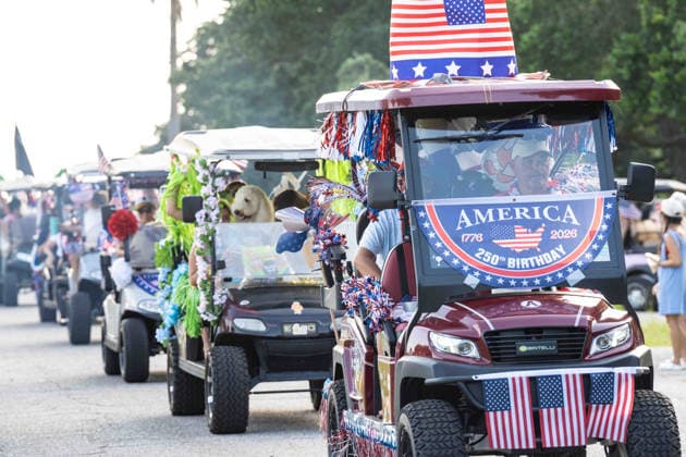 250th US Independence Day, golf cart parade on Sullivans Island, South Carolina
