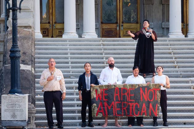 250th US Independence Day, protest performance in Honolulu, Hawaii