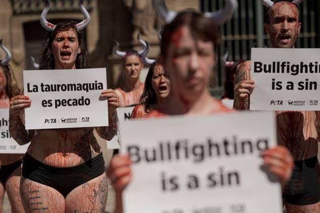 Spain, PETA protest in Pamplona