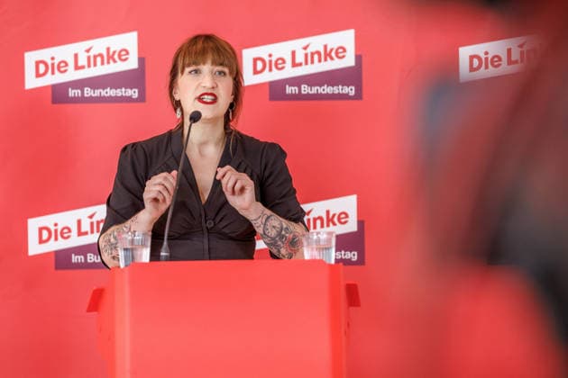 Berlin, Die Linke press conference with Heidi Reichinnek