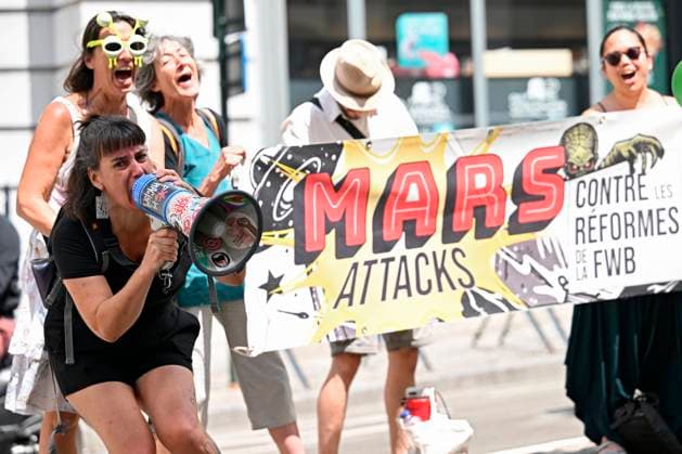 Belgium, protests by the Mars Attacks collective in Brussels