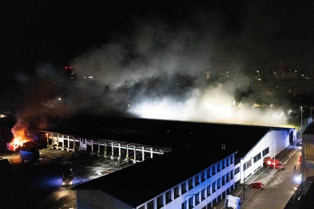 Italy, Fire at a warehouse in Milan