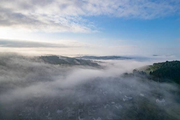 North Rhine-Westphalia, fog over the Siegerland