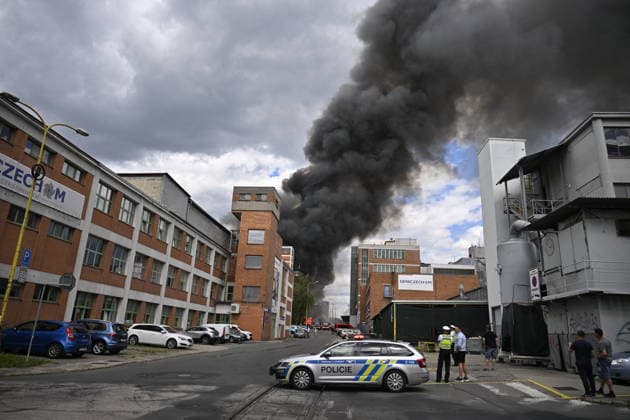 Czech Republic, fire at an industrial estate in Zlín