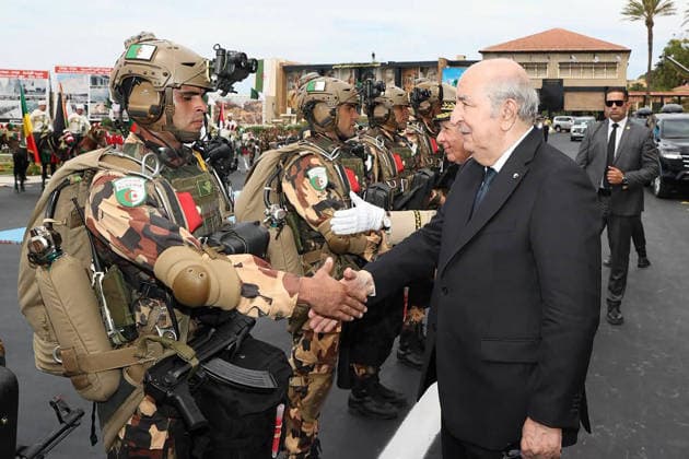 Algeria: President Abdelmadjid Tebboune attends the graduation ceremony at the military academy in Cherchell