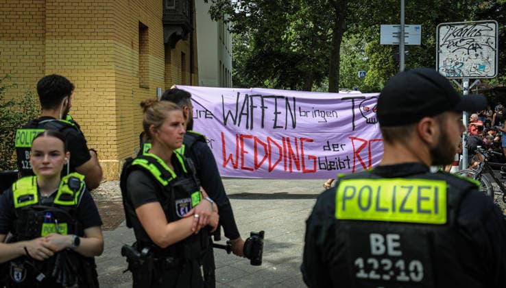 Berlin: Pro-Palestinian protest against Rheinmetall’s arms production in Wedding